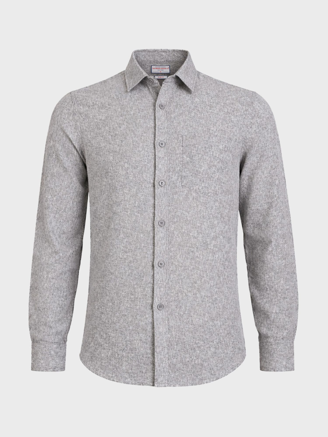 Image of The Indian Garage Co. Men Solid Casual Grey Shirt