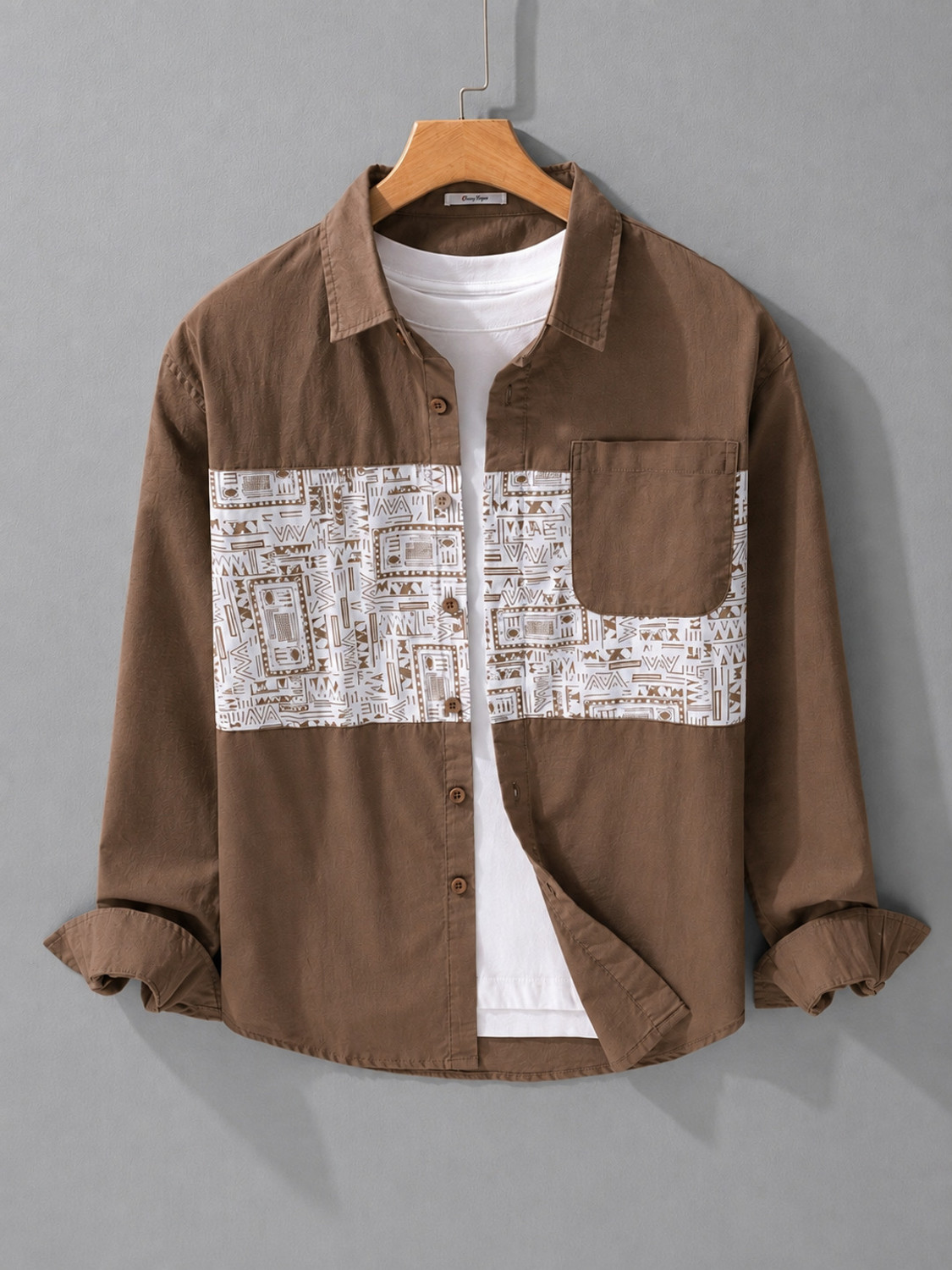 Image of Kesar Collection Men Printed Casual Brown Shirt