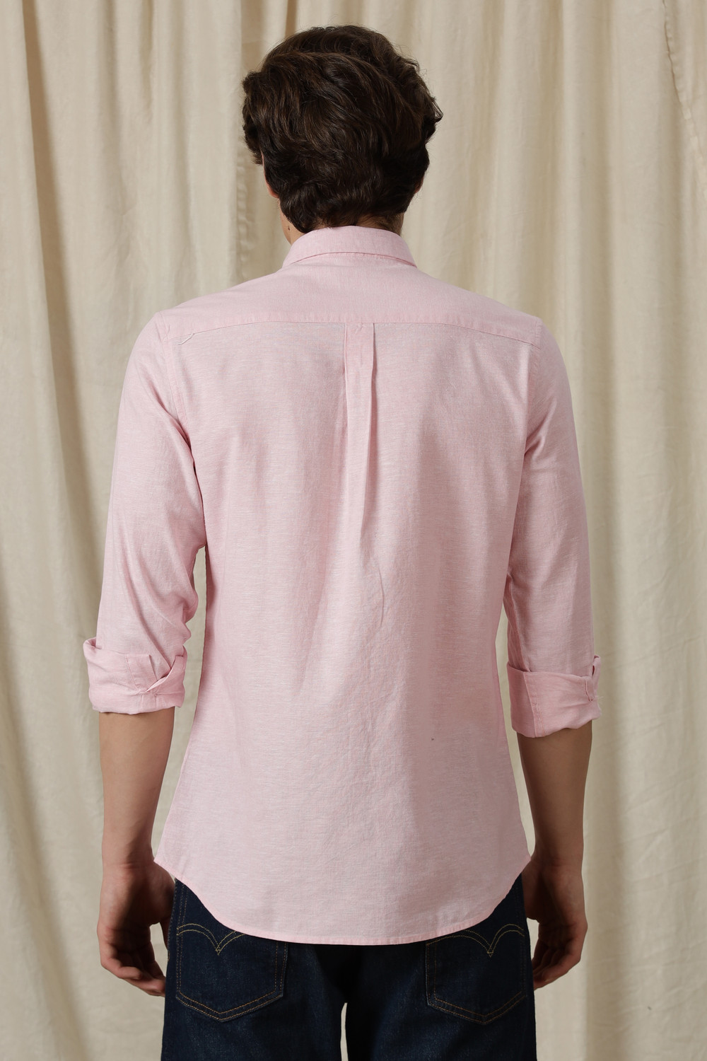 Image of BLU MNKY Men Solid Casual Pink Shirt