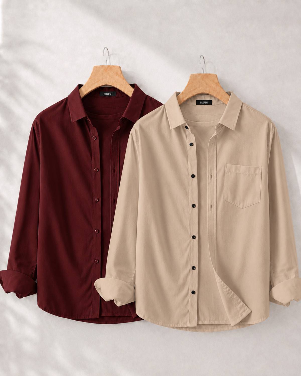 GLOREN Men Solid Casual Multicolor Shirt Pack of 2 - Image 1