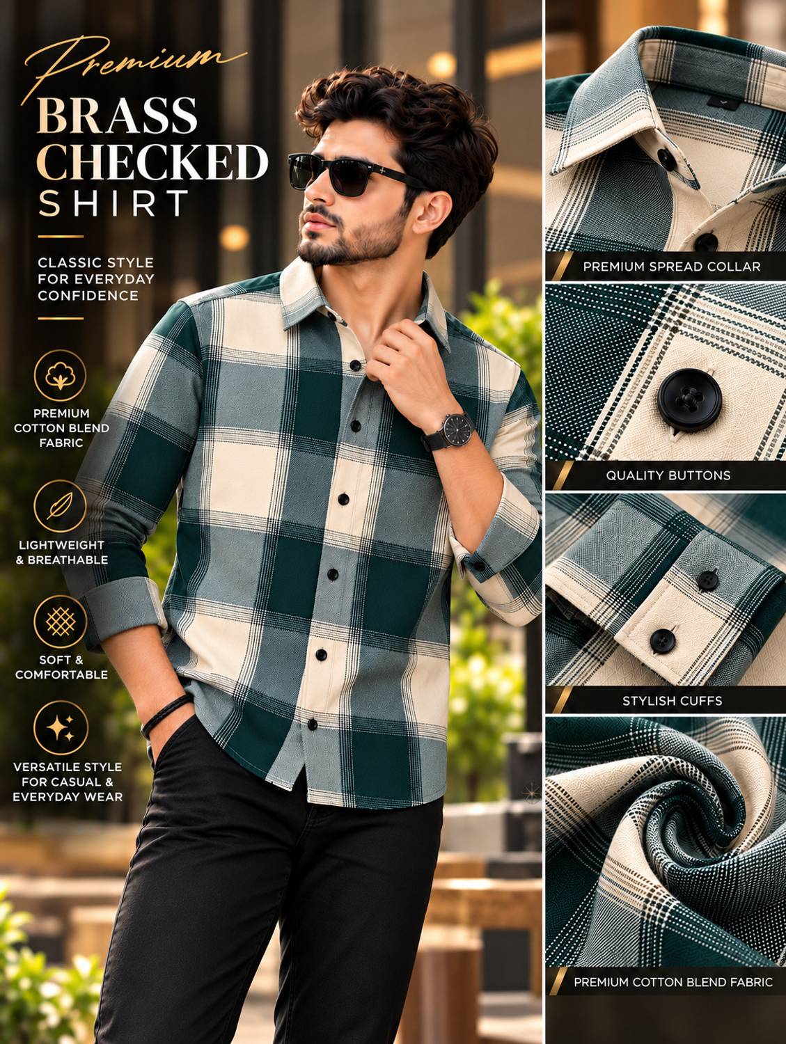 STR Men Green Checkered Casual Shirt - Image 3
