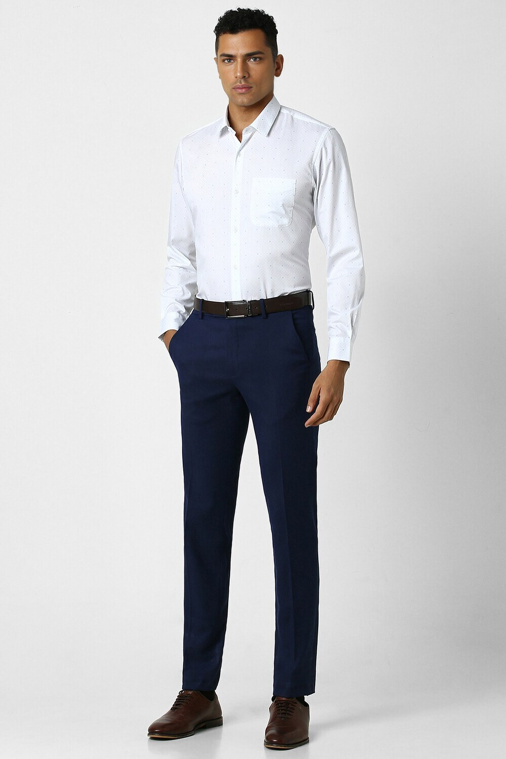 Image of PETER ENGLAND Men Printed Casual White Shirt