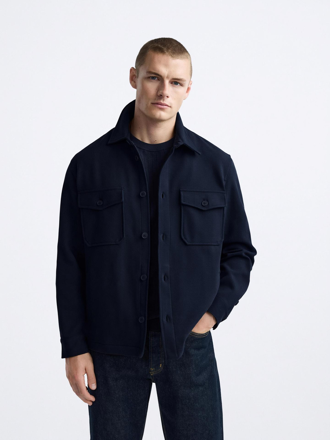 Image of MISCHIEF Monkey Men Solid Casual Blue Shirt