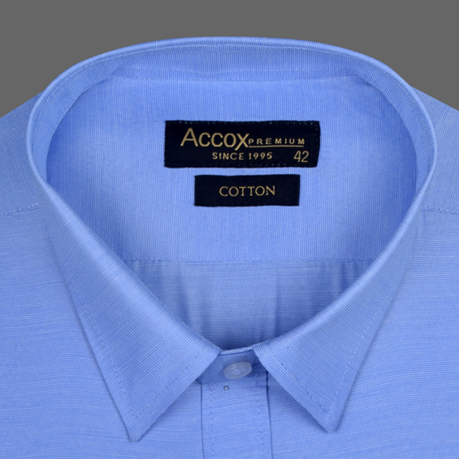 Image of ACCOX Men Solid Formal Blue Shirt