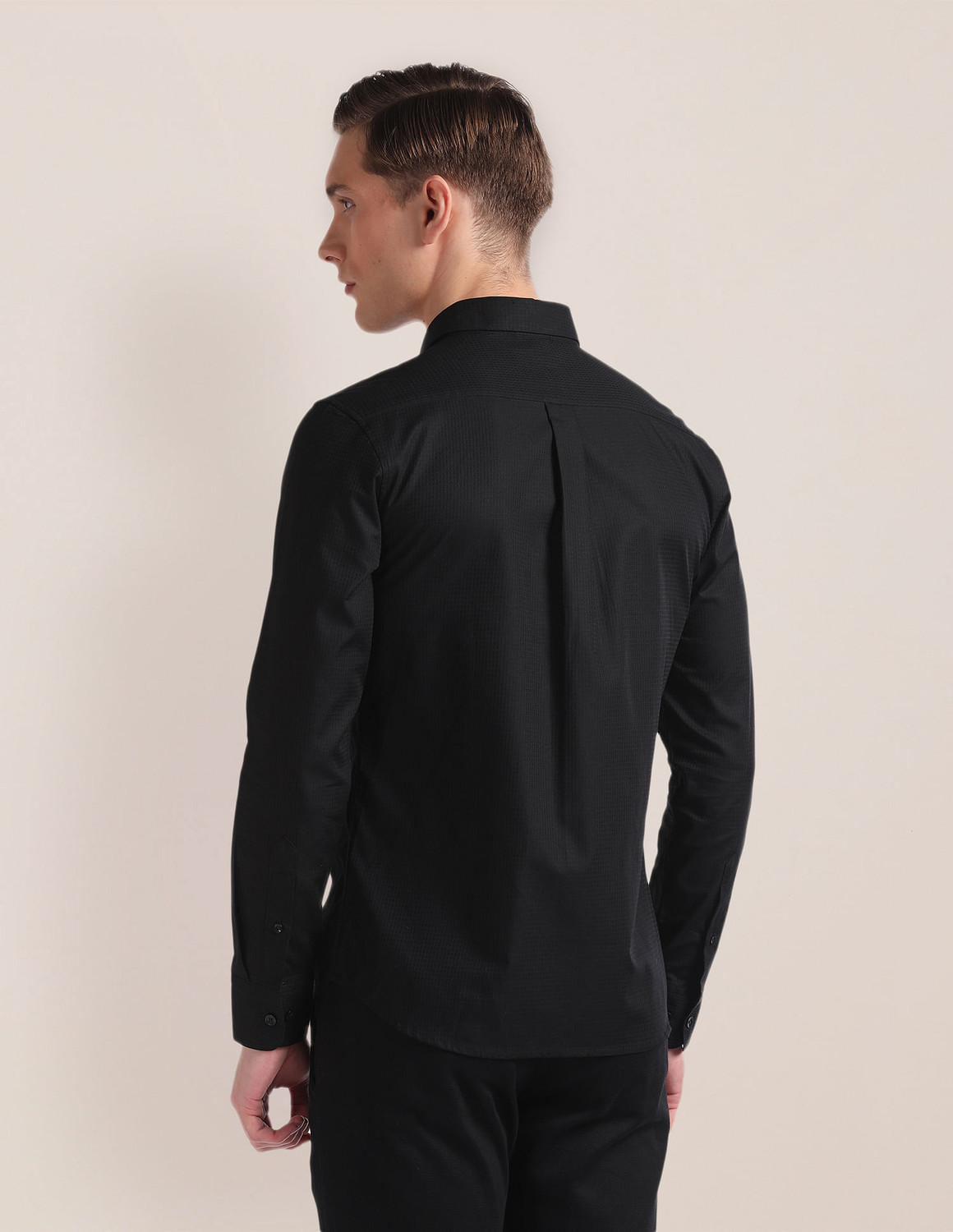 Image of U.S. POLO ASSN. Men Solid Casual Black Shirt