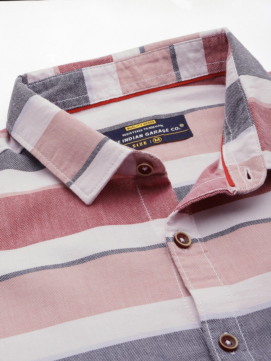 Image of The Indian Garage Co. Men Striped Casual Pink Shirt