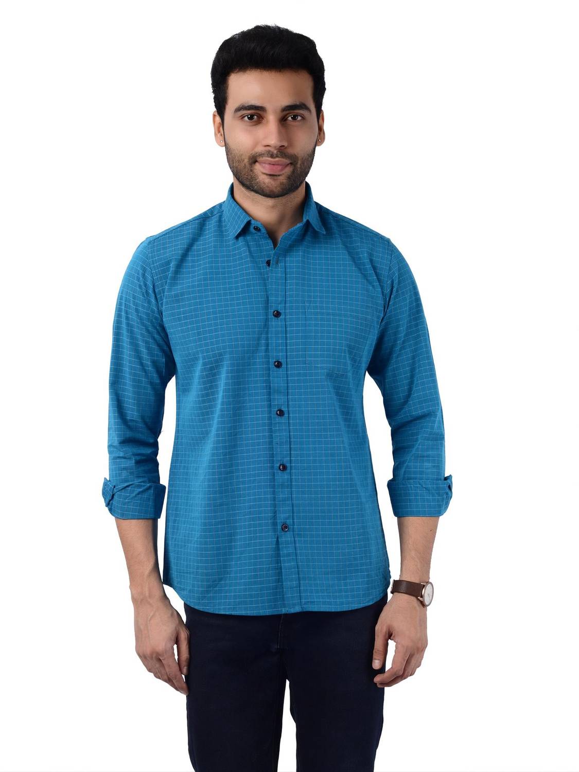 5TH ANFOLD Men Striped Casual Blue Shirt