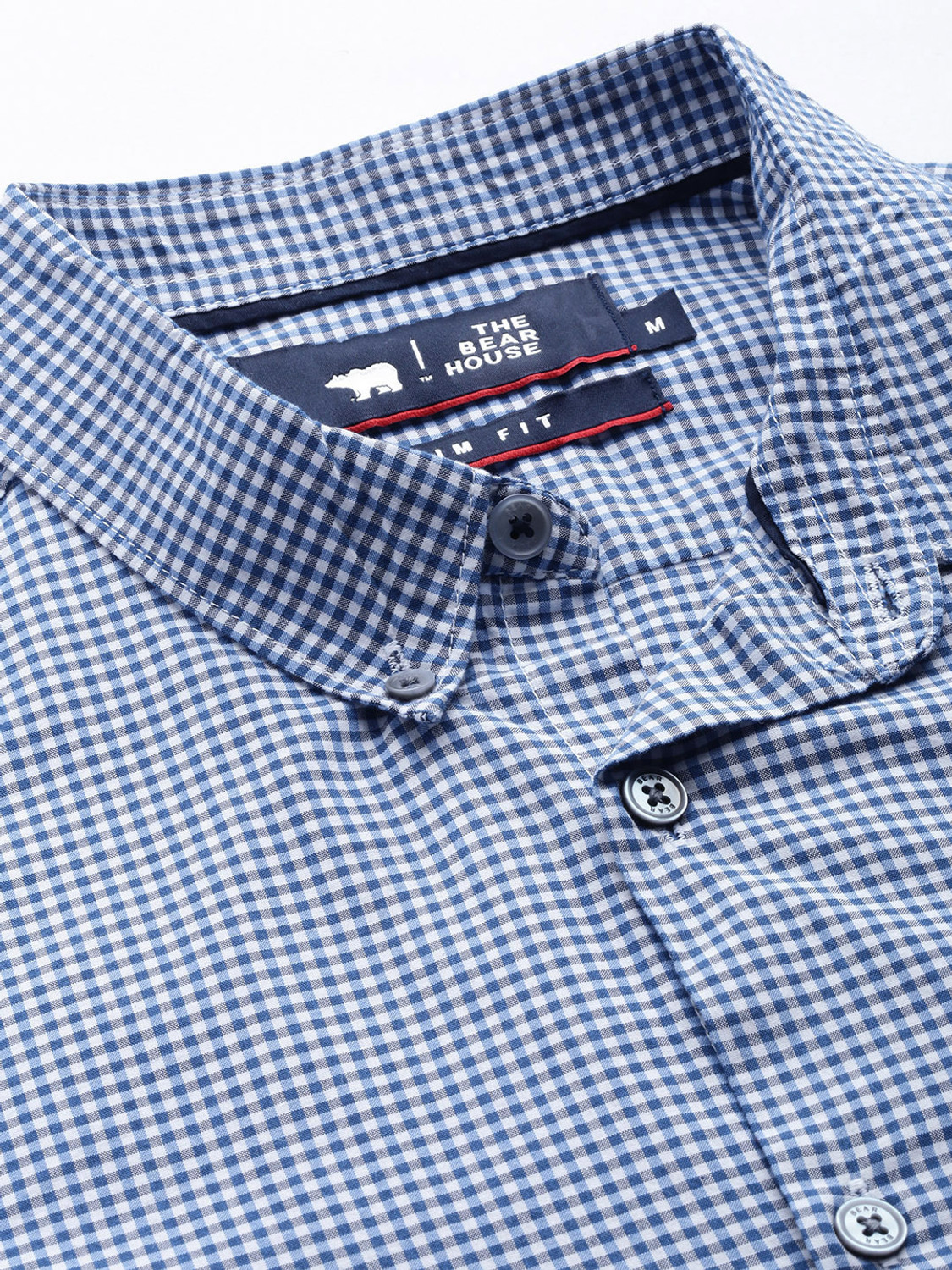Image of THE BEAR HOUSE Men Checkered Casual Blue, White Shirt
