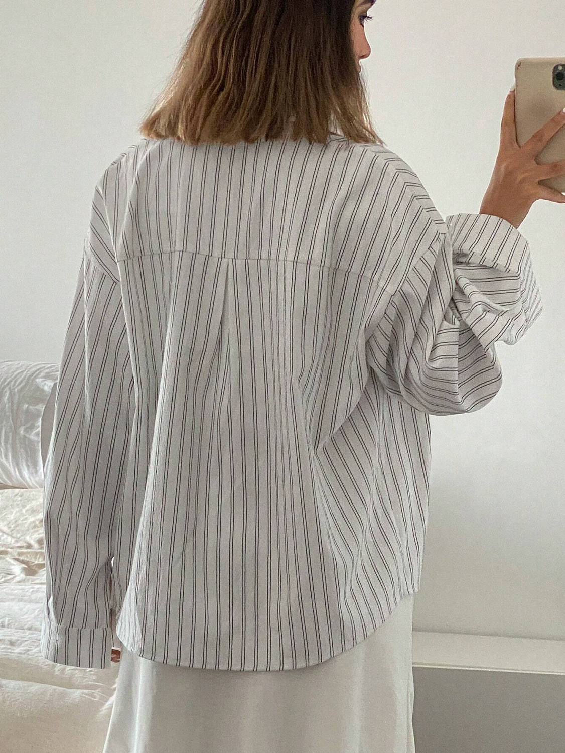 Image of Leriya Fashion Women Striped Casual White Shirt