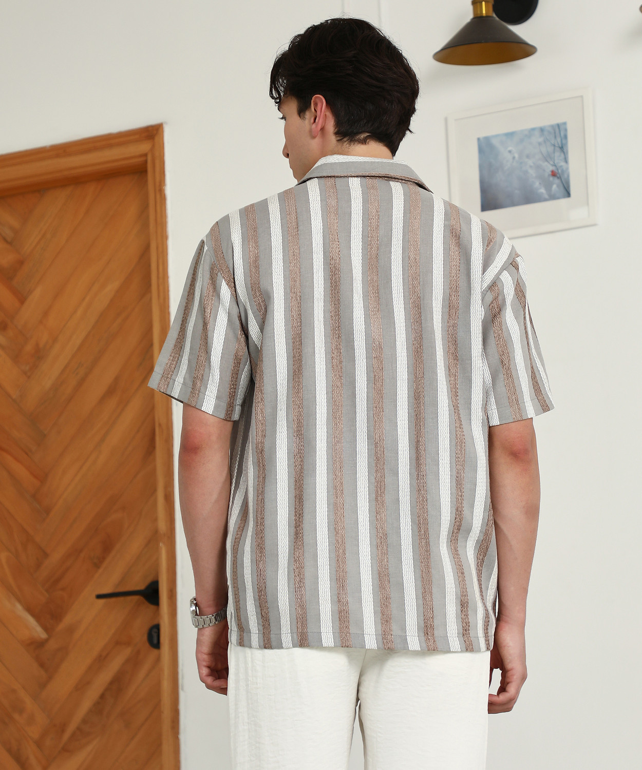 Image of CAMPUS SUTRA Men Striped Casual Brown Shirt