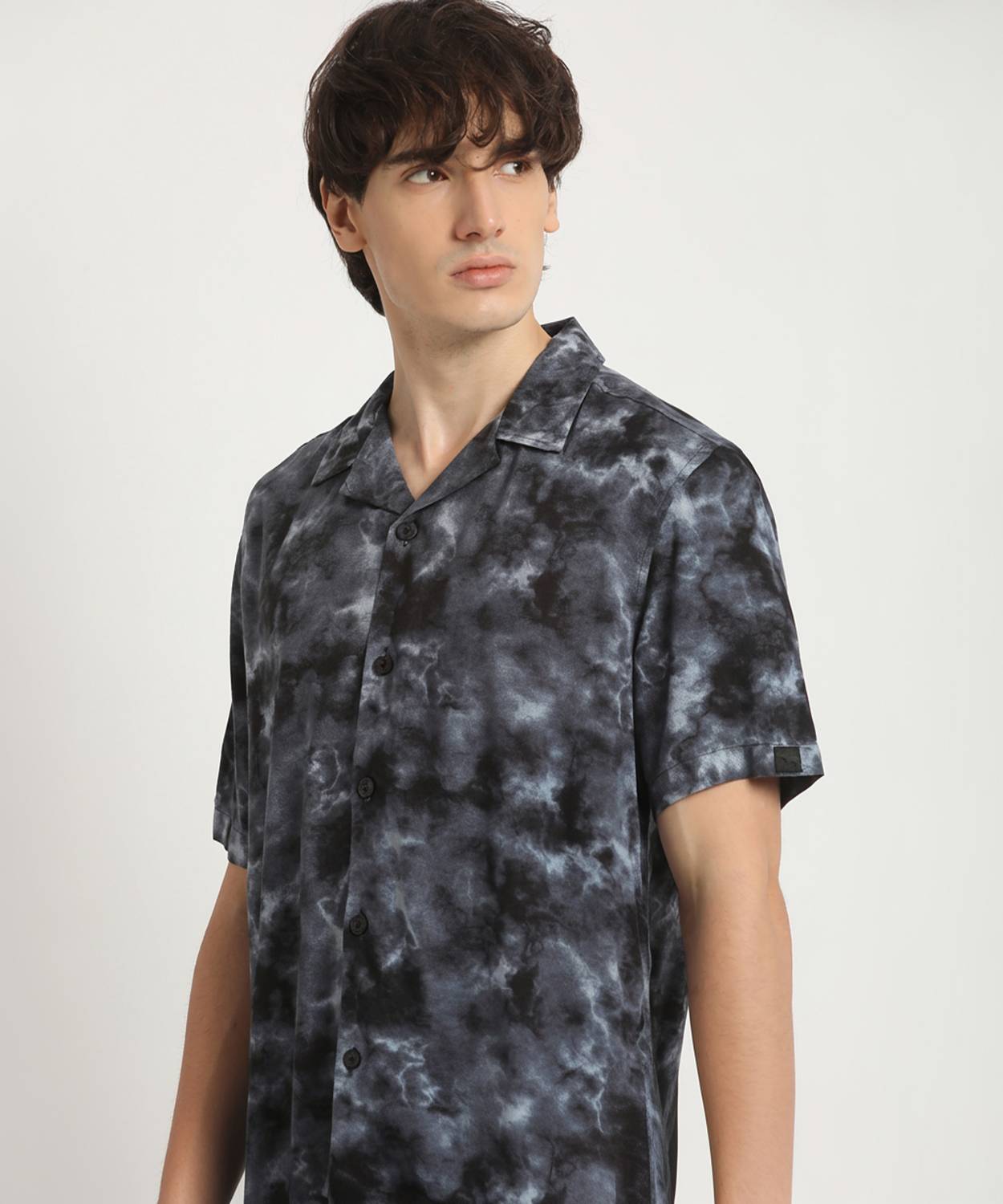 THE BEAR HOUSE Men Self Design Casual Blue Shirt