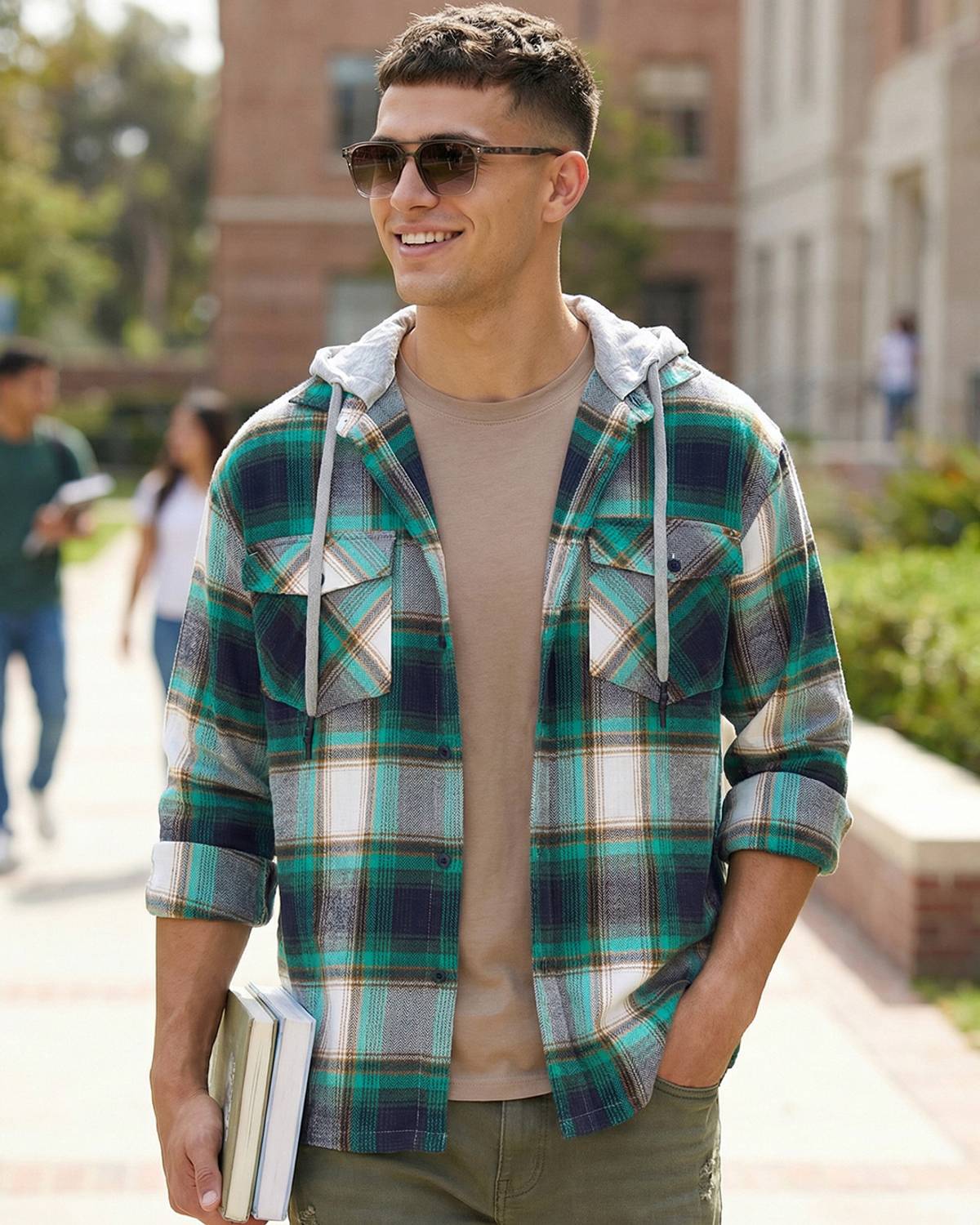 BEWAKOOF Men Checkered Green Shirt - Image 1