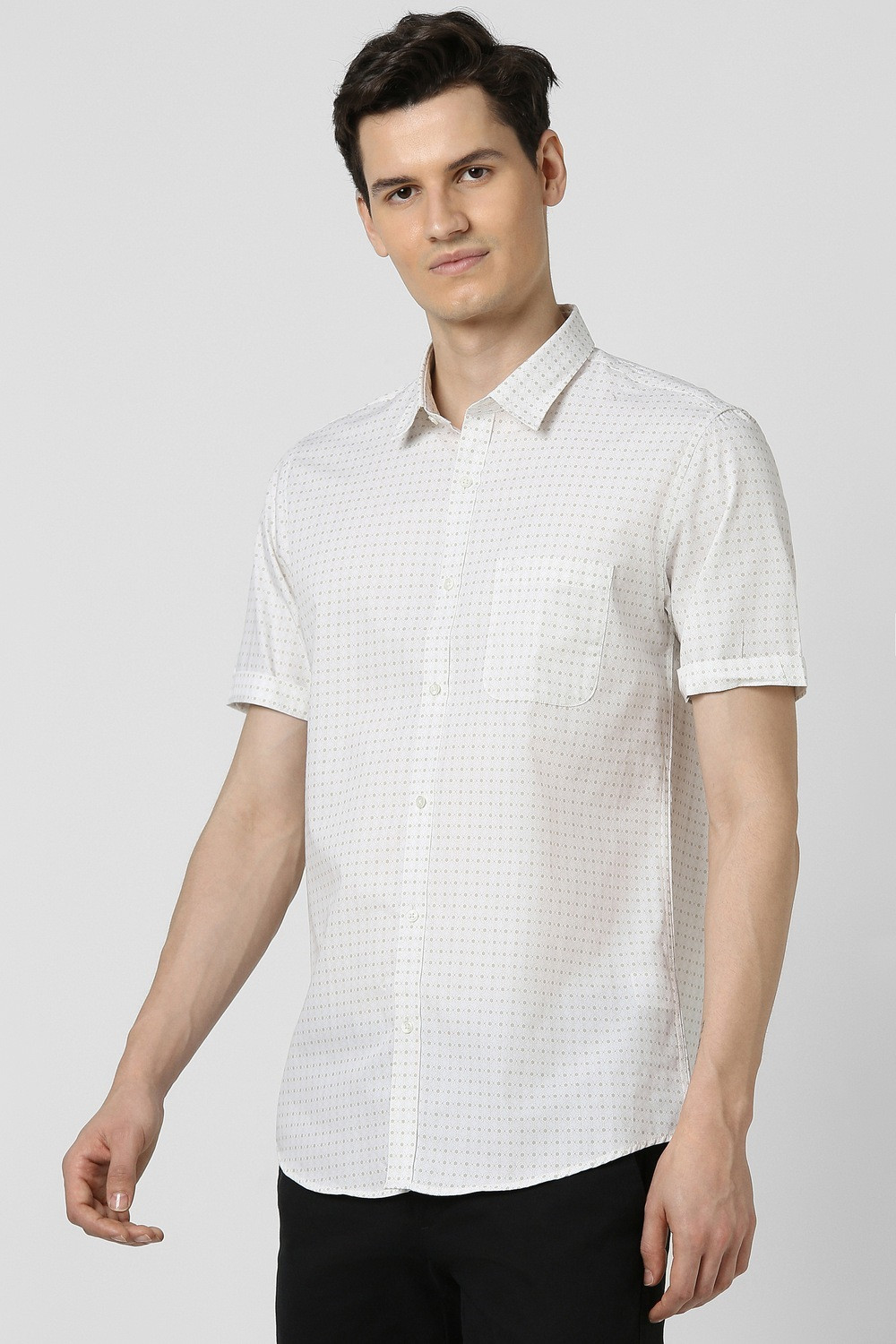 Image of PETER ENGLAND Men Printed Casual White Shirt