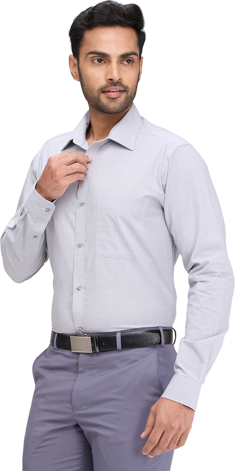 Image of Raymond Men Solid Formal Grey Shirt