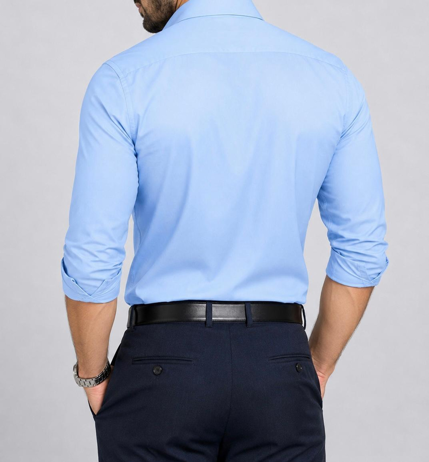 Image of RADHI FASHION Men Solid Formal Light Blue Shirt