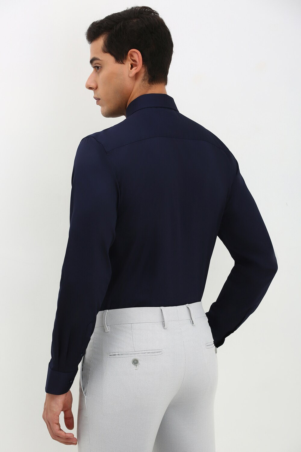 Image of Allen Solly Men Solid Formal Blue Shirt