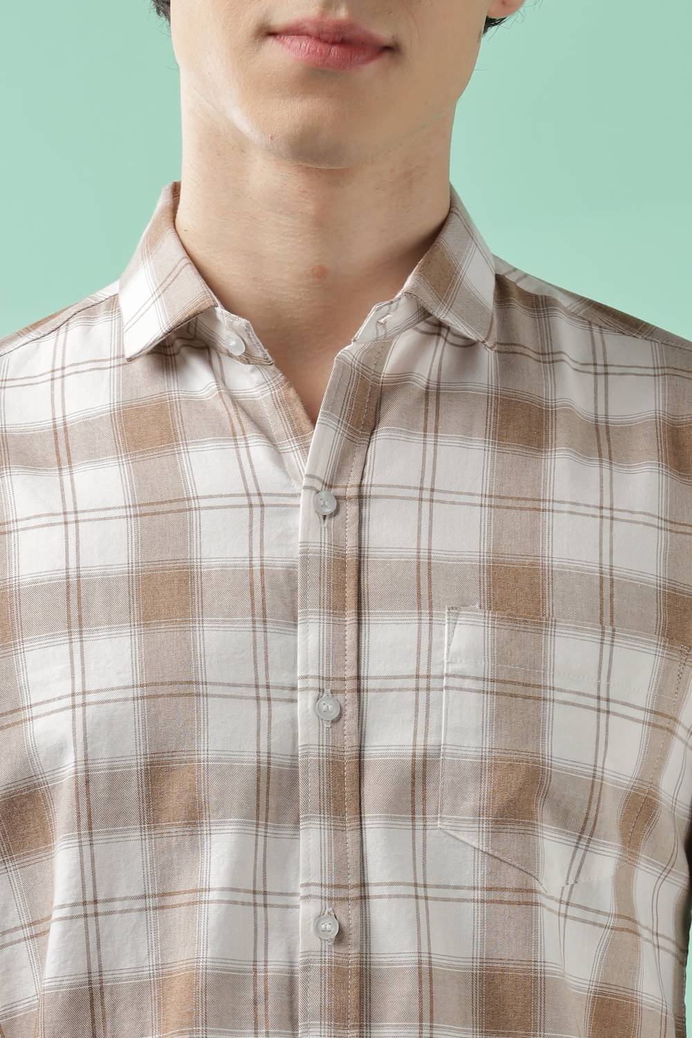 WOXEN Men Checkered Casual Brown Shirt - Buy WOXEN Men Checkered