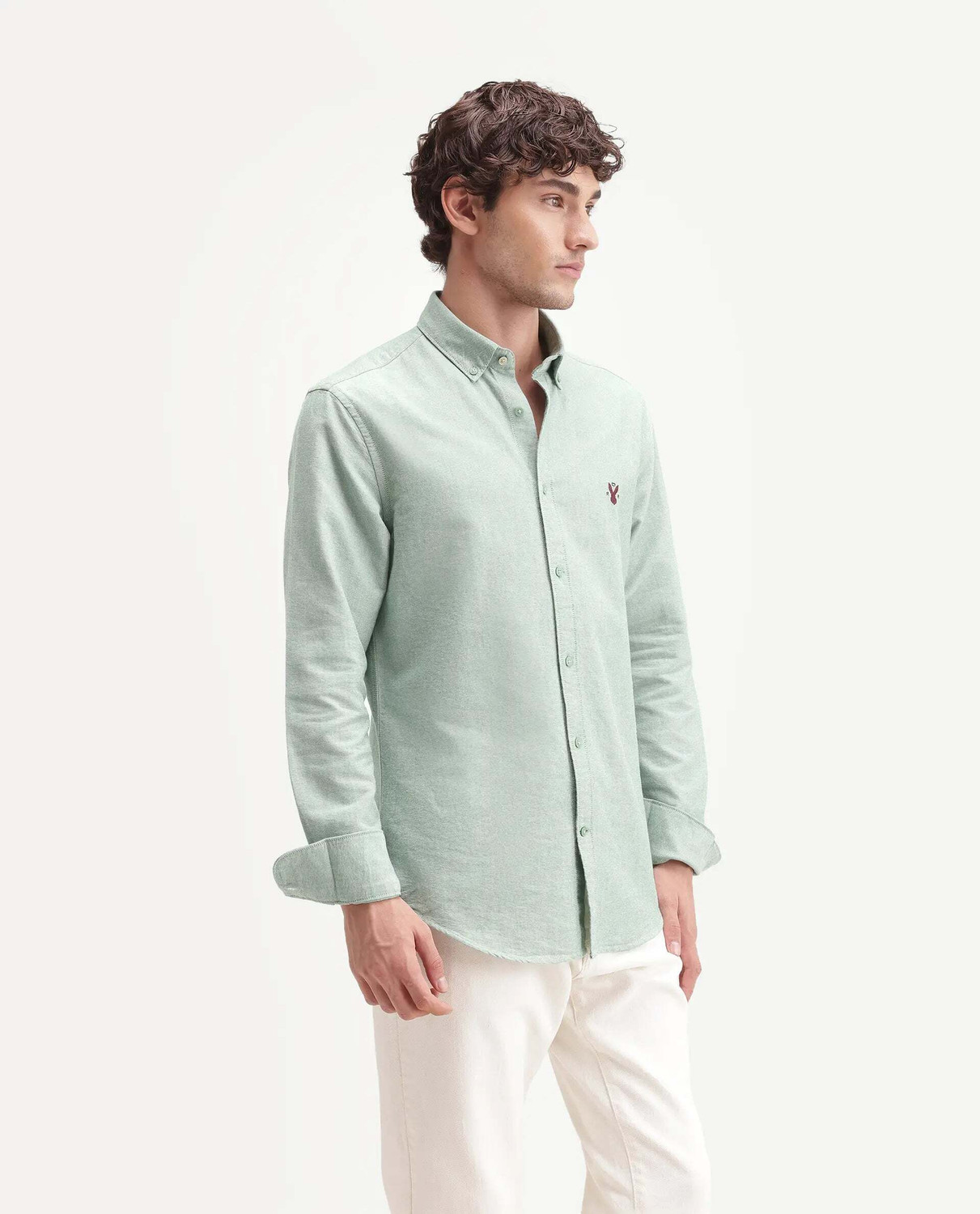Image of RARE RABBIT Men Solid Casual Green Shirt