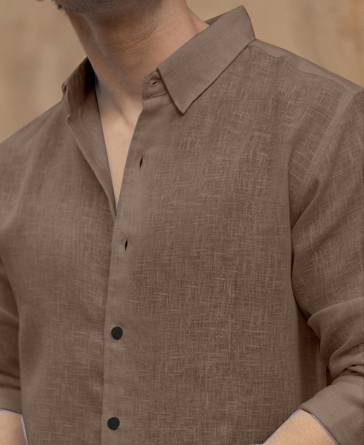 Image of savani taxtile industries Men Solid Casual Khaki Shirt