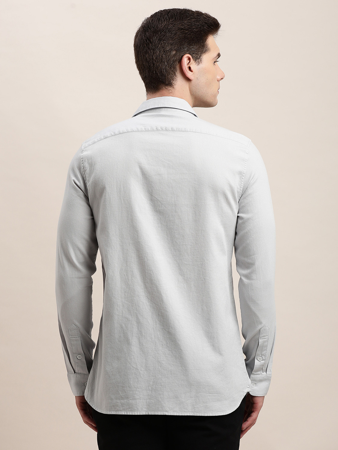 Image of TURTLE Men Self Design Casual Grey Shirt