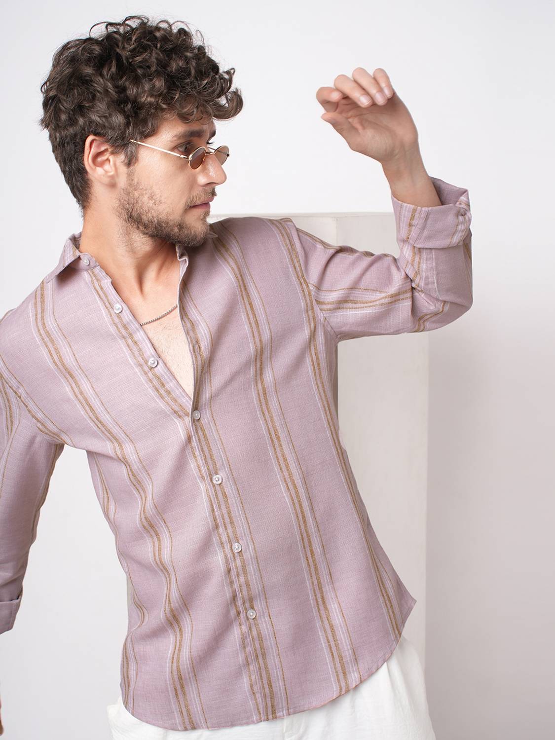 VASTRADO Men Striped Pink Shirt - Image 1
