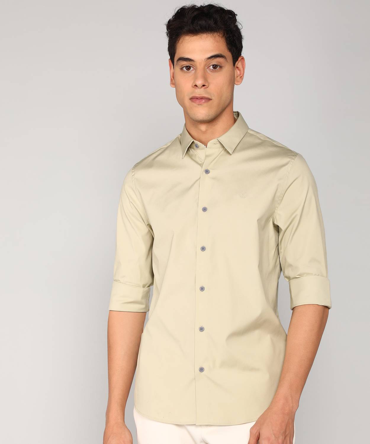 Calvin Klein Jeans Men Solid Casual Green Shirt