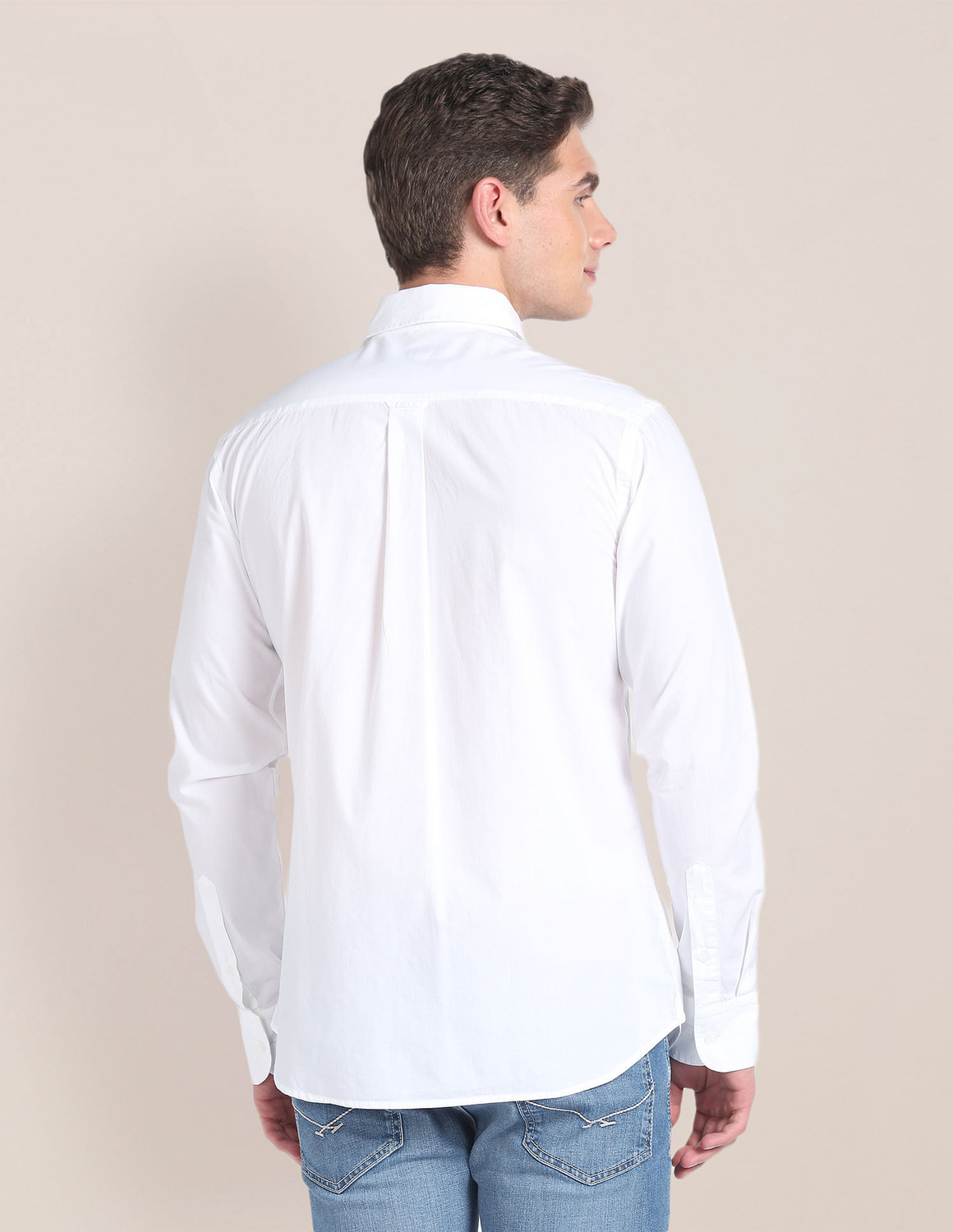 Image of U.S. POLO ASSN. Men Striped Casual White Shirt