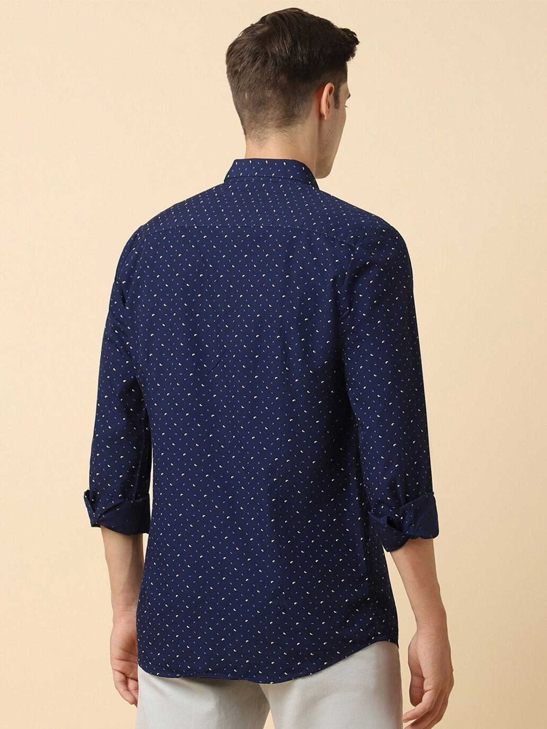 Image of Allen Solly Men Printed Casual Blue Shirt
