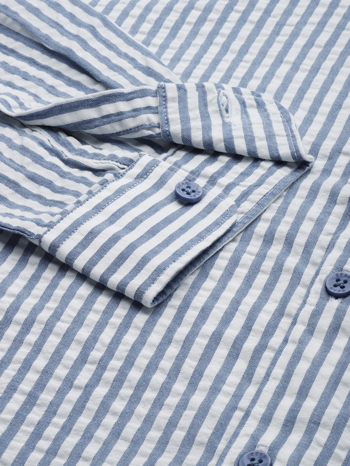 Image of THE BEAR HOUSE Men Striped Casual Blue Shirt