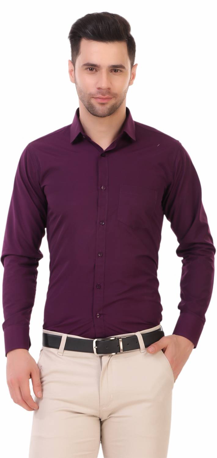 BALESHWAR Men Solid Formal Purple Shirt