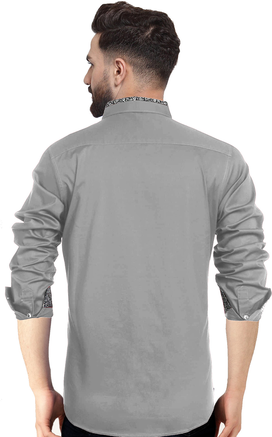 Image of Sky Global Men Printed Casual Grey Shirt
