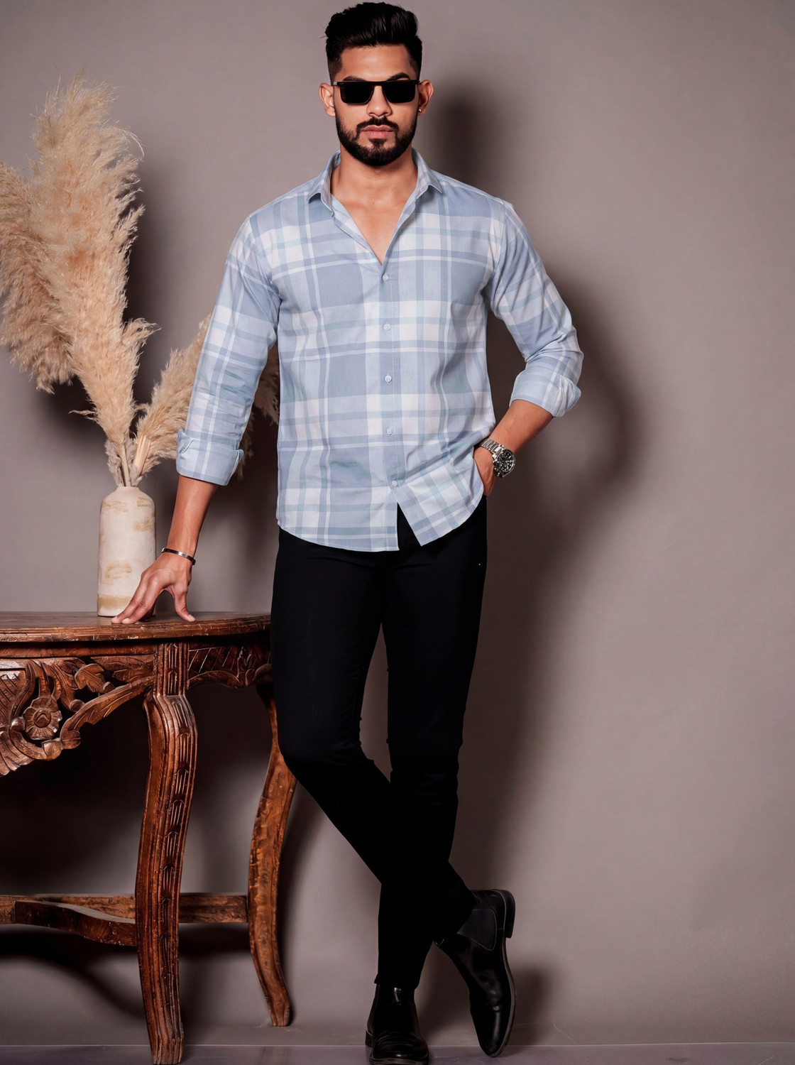 Image of BIKIT Men Checkered Casual Multicolor Shirt