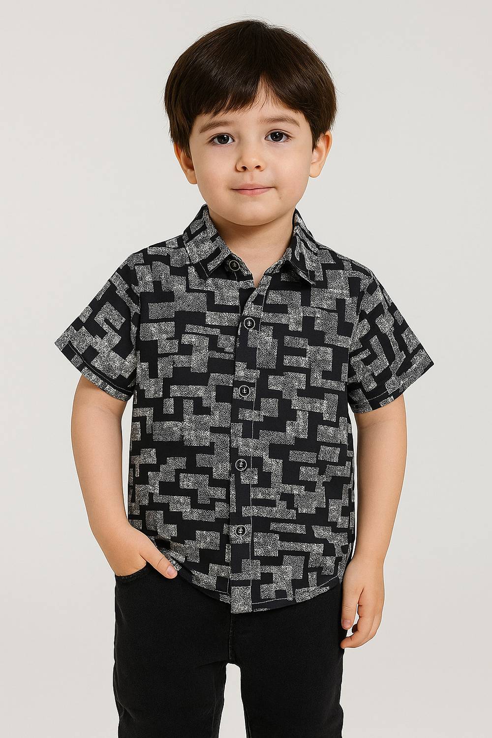 Apricot Boys Printed Casual Black Shirt