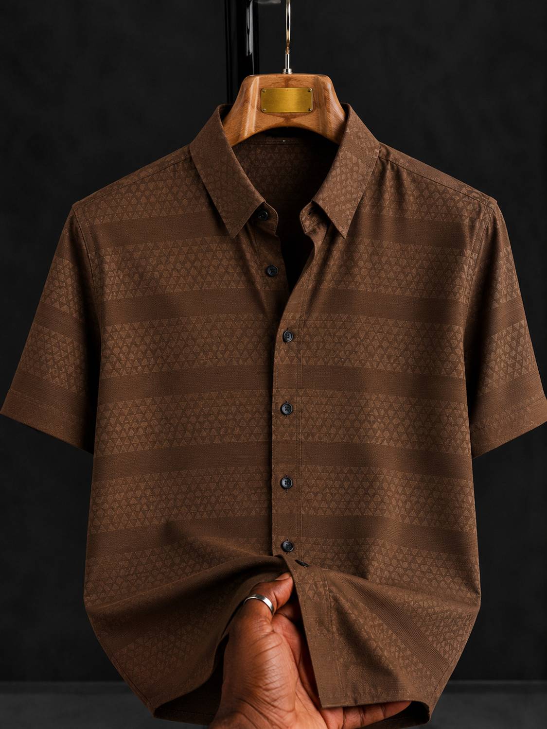 Solbiza Men Casual Brown Shirt - Image 1
