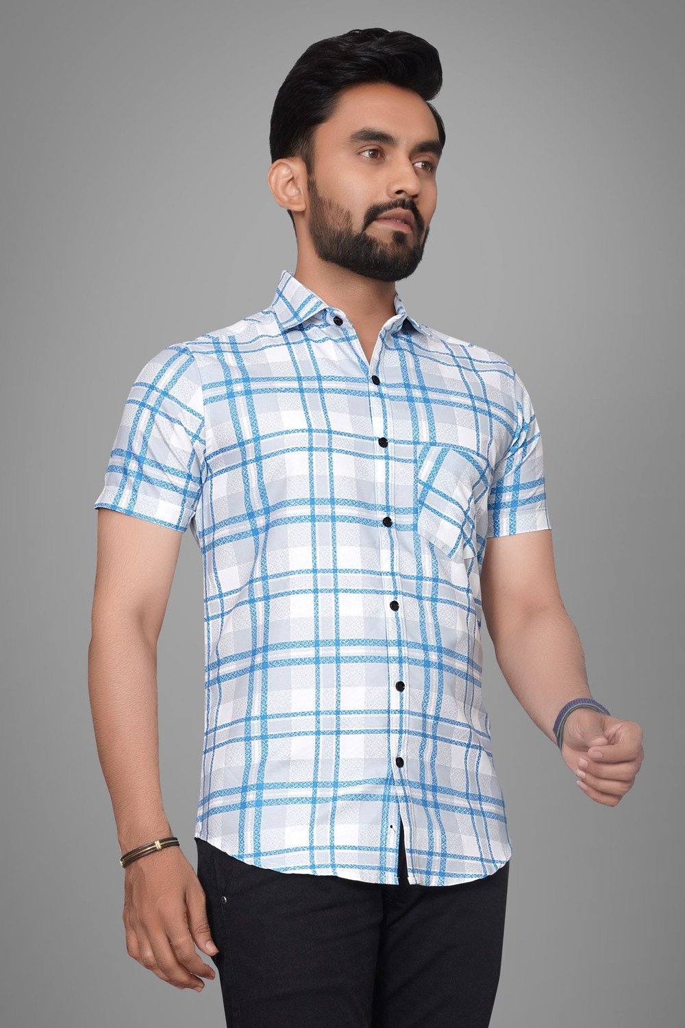 Image of Tyzlo Men Printed Casual Grey Shirt