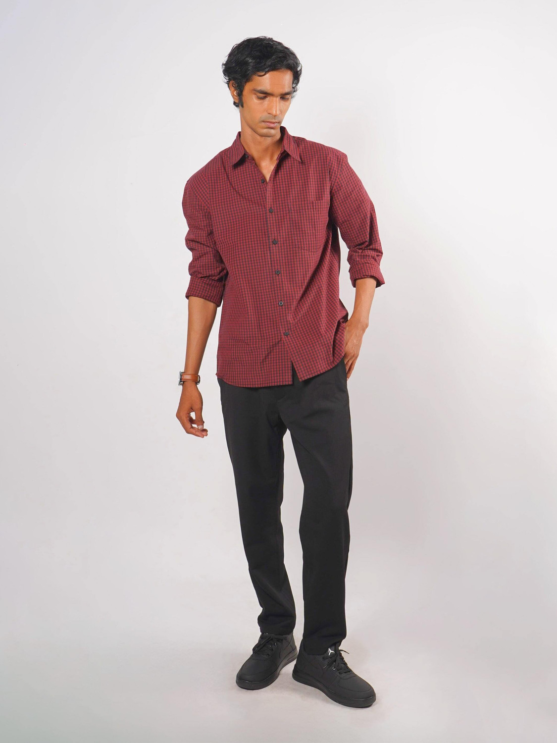 Image of Eszett Men Checkered Casual Red Shirt
