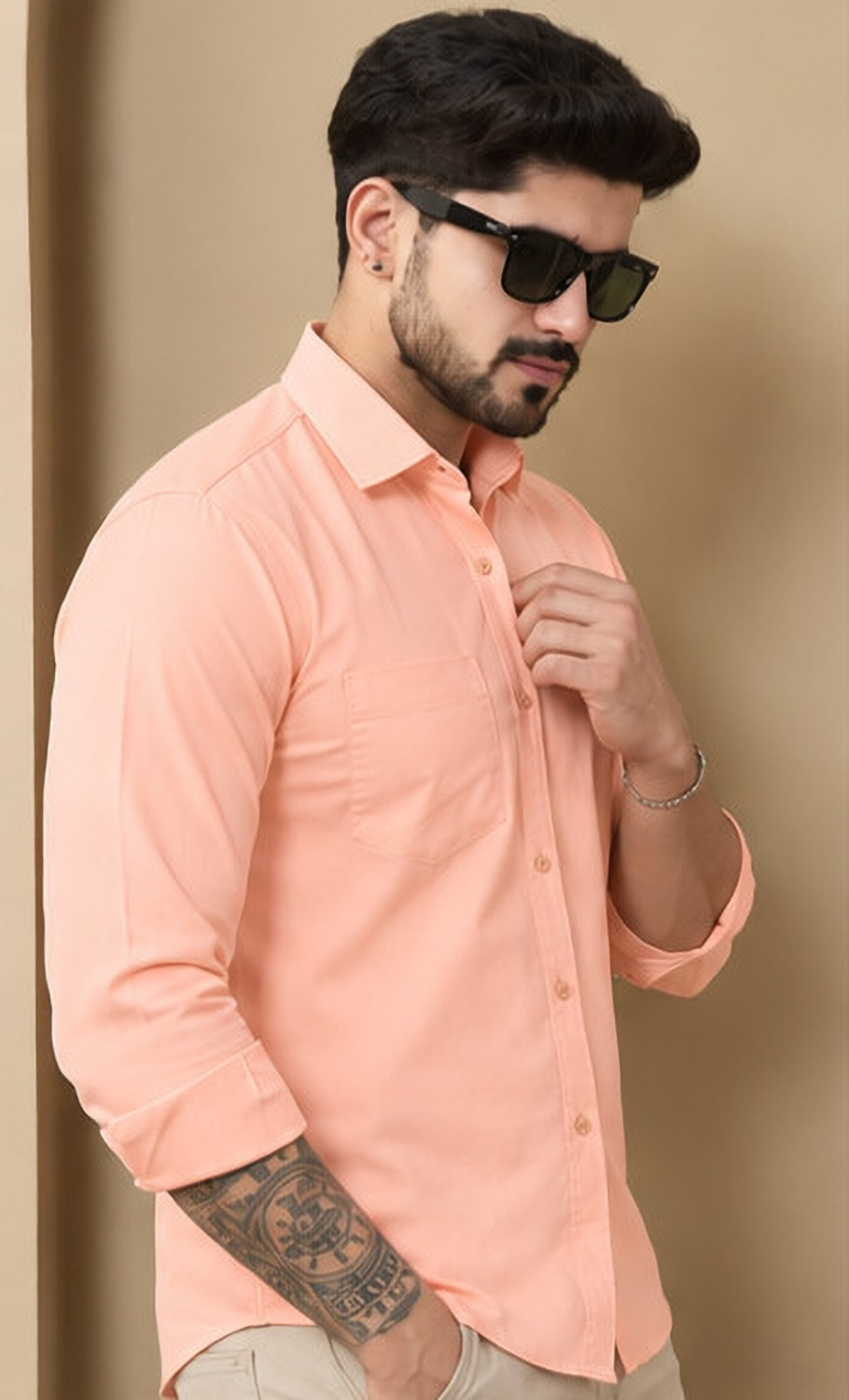 Image of Clyver Men Regular Fit Solid Button Down Collar Formal Shirt