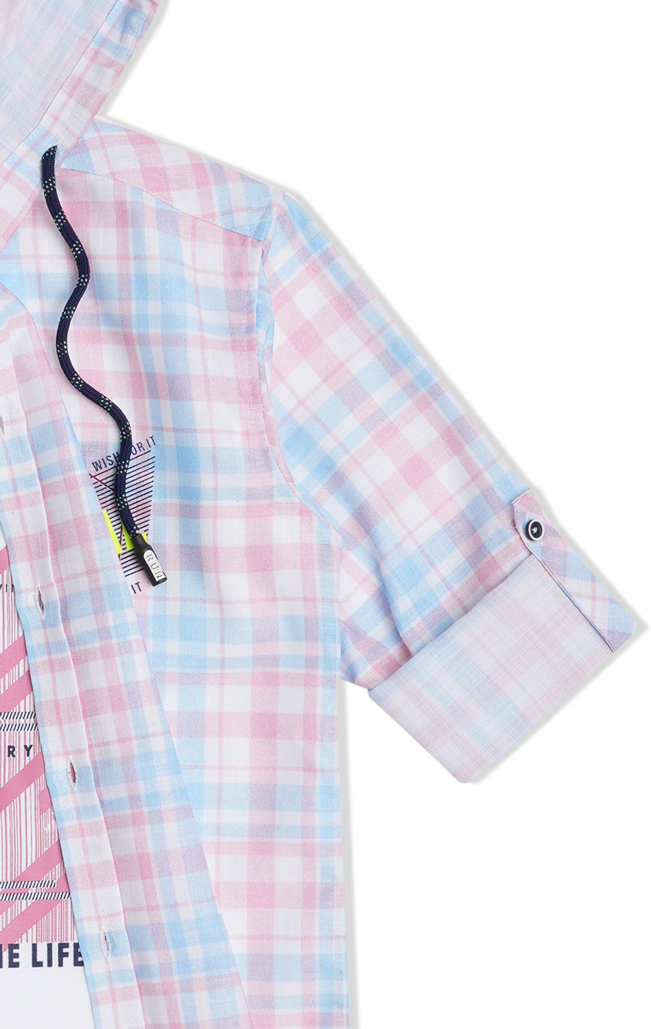 Image of CAVIO Boys Checkered Casual Pink Shirt