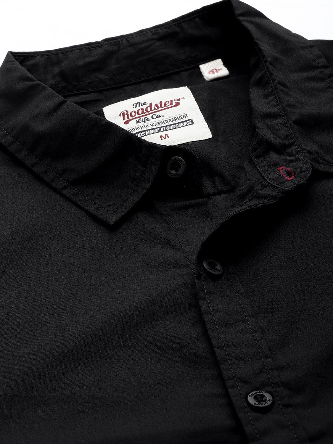 Image of Roadster Men Solid Casual Black Shirt
