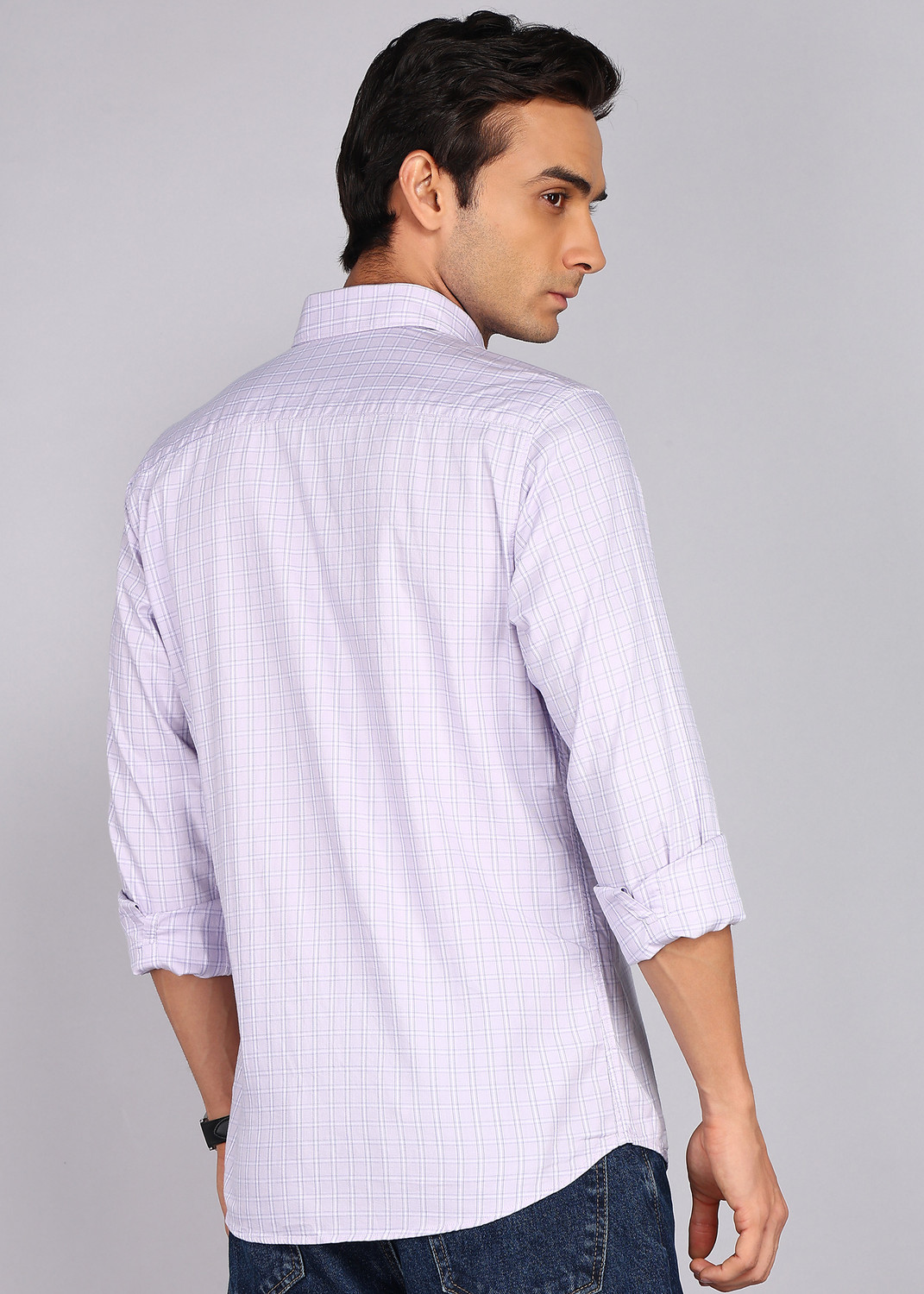 Image of Raymond Men Checkered Casual Purple Shirt