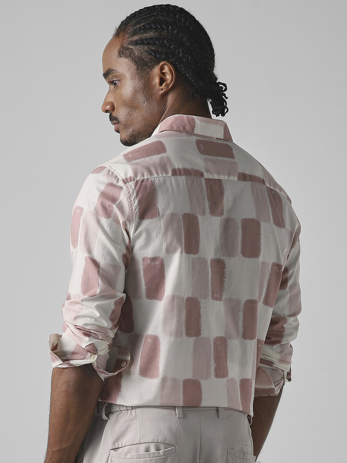 Image of MUFTI Men Printed Casual Pink Shirt