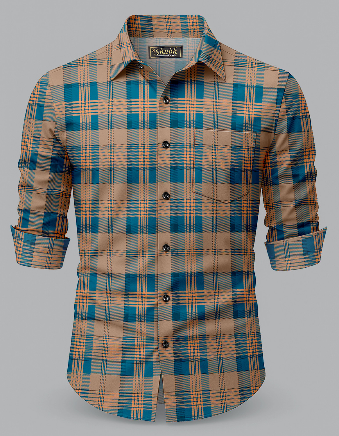 Image of SHUBHFLAX Men Checkered Formal Multicolor Shirt