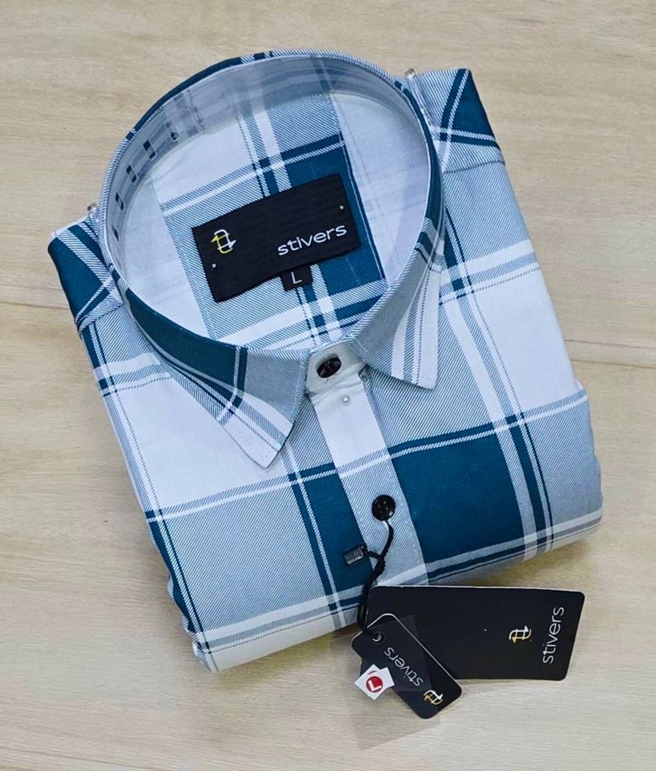 Stivers Men Checkered Casual Dark Blue, White Shirt