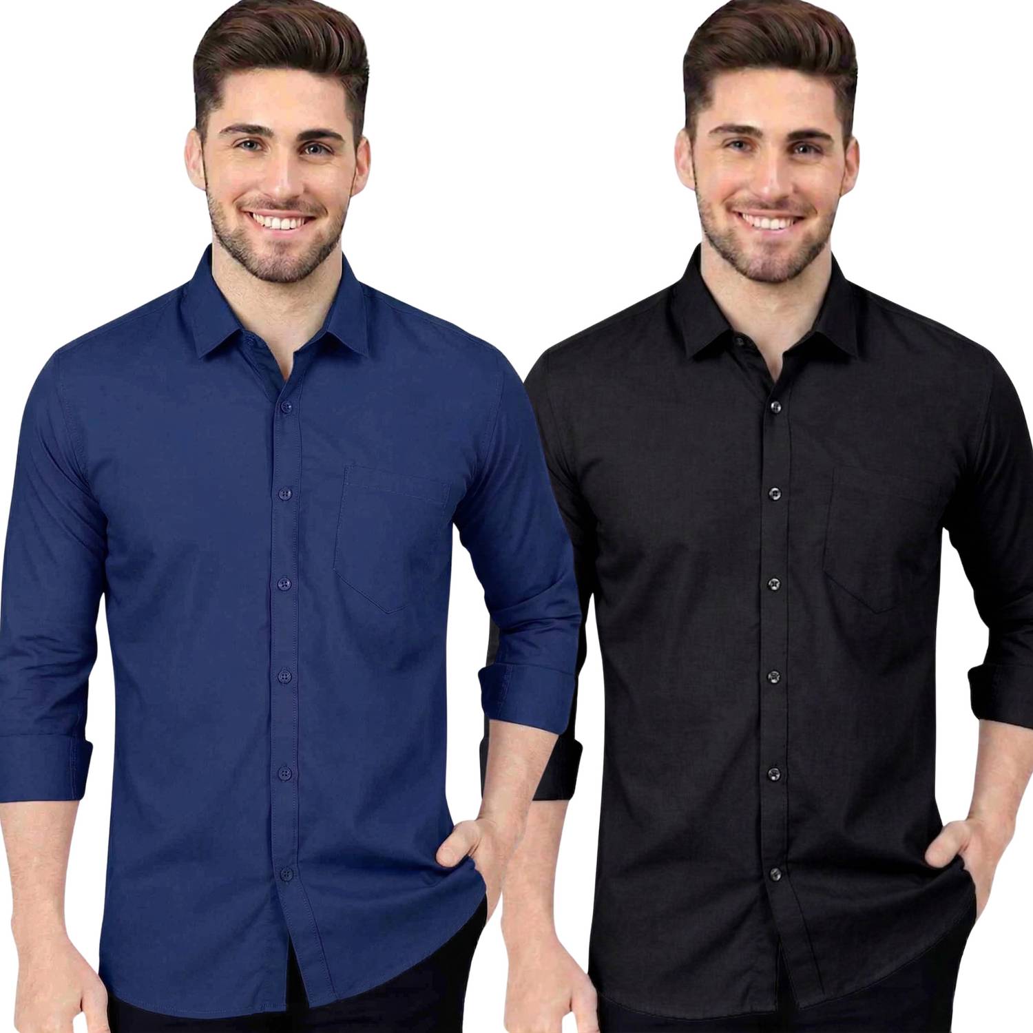 youth first Men Regular Fit Solid Spread Collar Casual Shirt (Pac