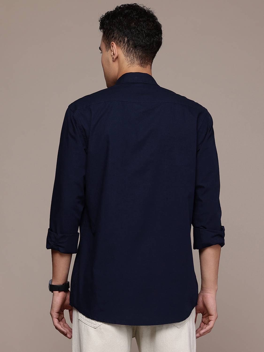 BLUE SQUAD Men Solid Casual Blue Shirt - Image 2