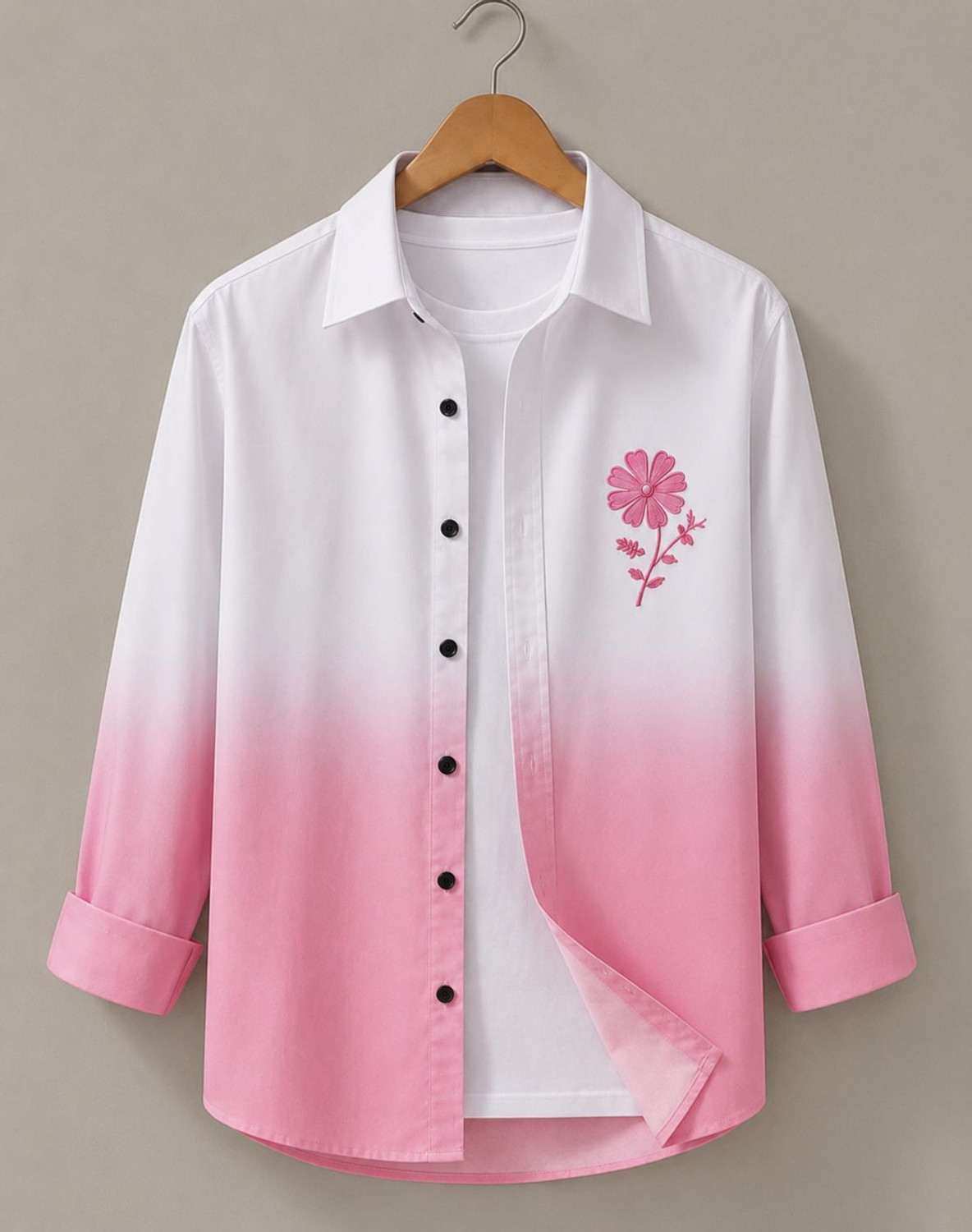Image of fitoda fashion Men Dyed /Ombre Casual White Shirt