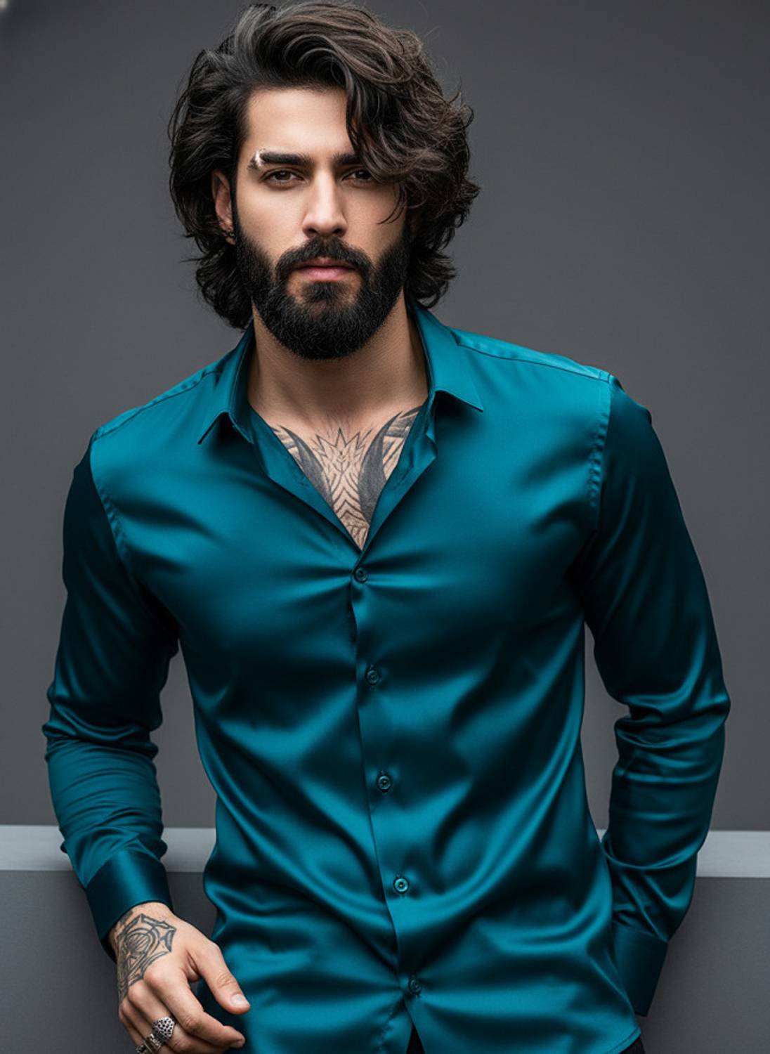 STITCHADO Men Solid Party Green Shirt