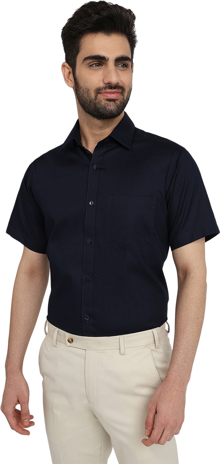 Image of Raymond Men Solid Formal Dark Blue Shirt