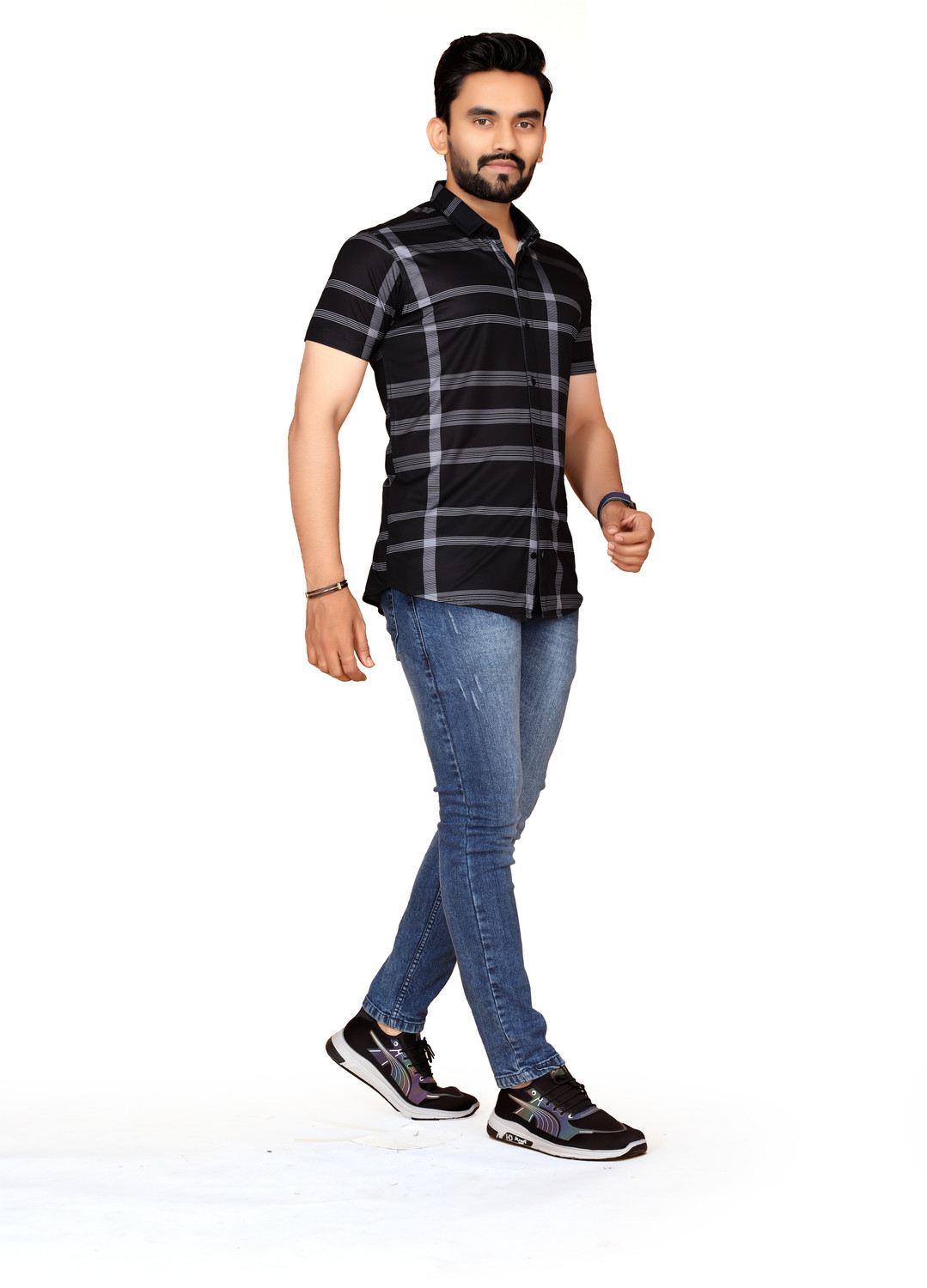 Image of DBEX Men Checkered Casual Grey, Black Shirt