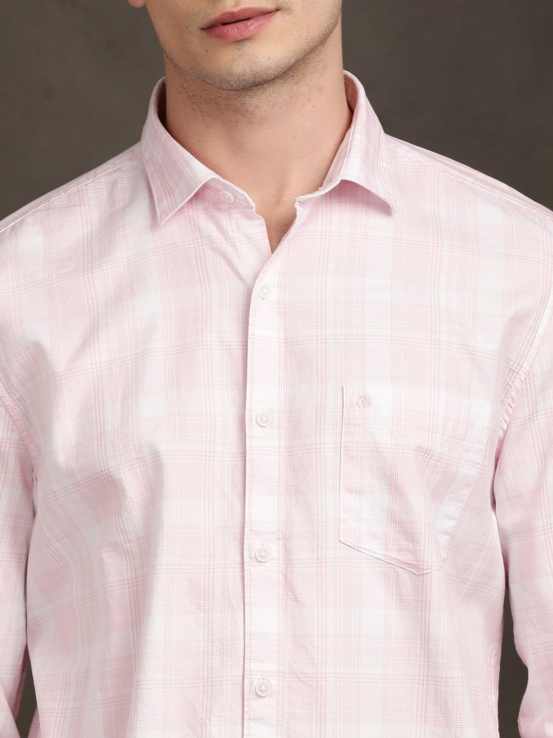 Image of TURTLE Men Checkered Casual Pink Shirt